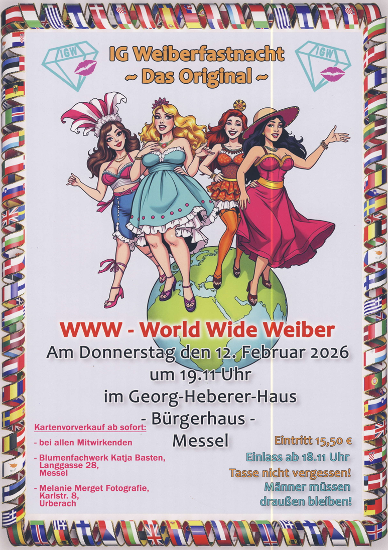 WWW – Word Wide Weiber – Das Motto der Weiberfastnachtsitzung der IG Weiber 2026